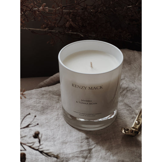 Myrrh and Tonka Bean handmade luxury vegan candle